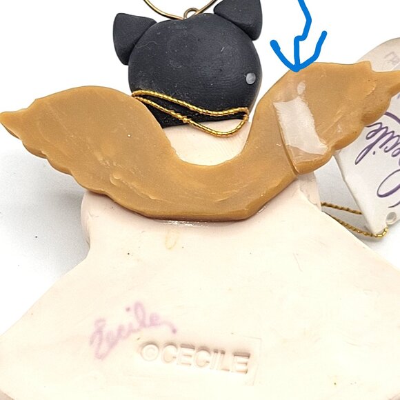 2 Shiba Inu Puppy Dog Angel Figurines 1 Cecile Baird with Tag 1 Sitting Collect - Picture 8 of 12